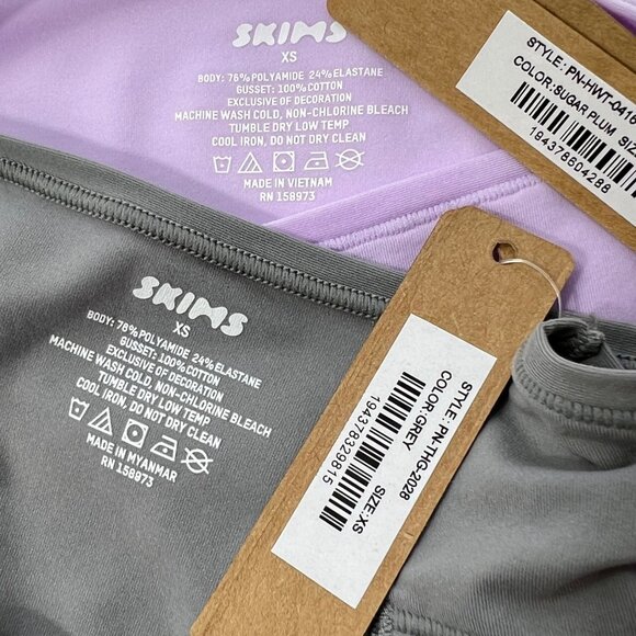 SKIMS Fits Everybody Thongs Lot of 2 Sugar Plum Grey XS - Picture 10 of 12